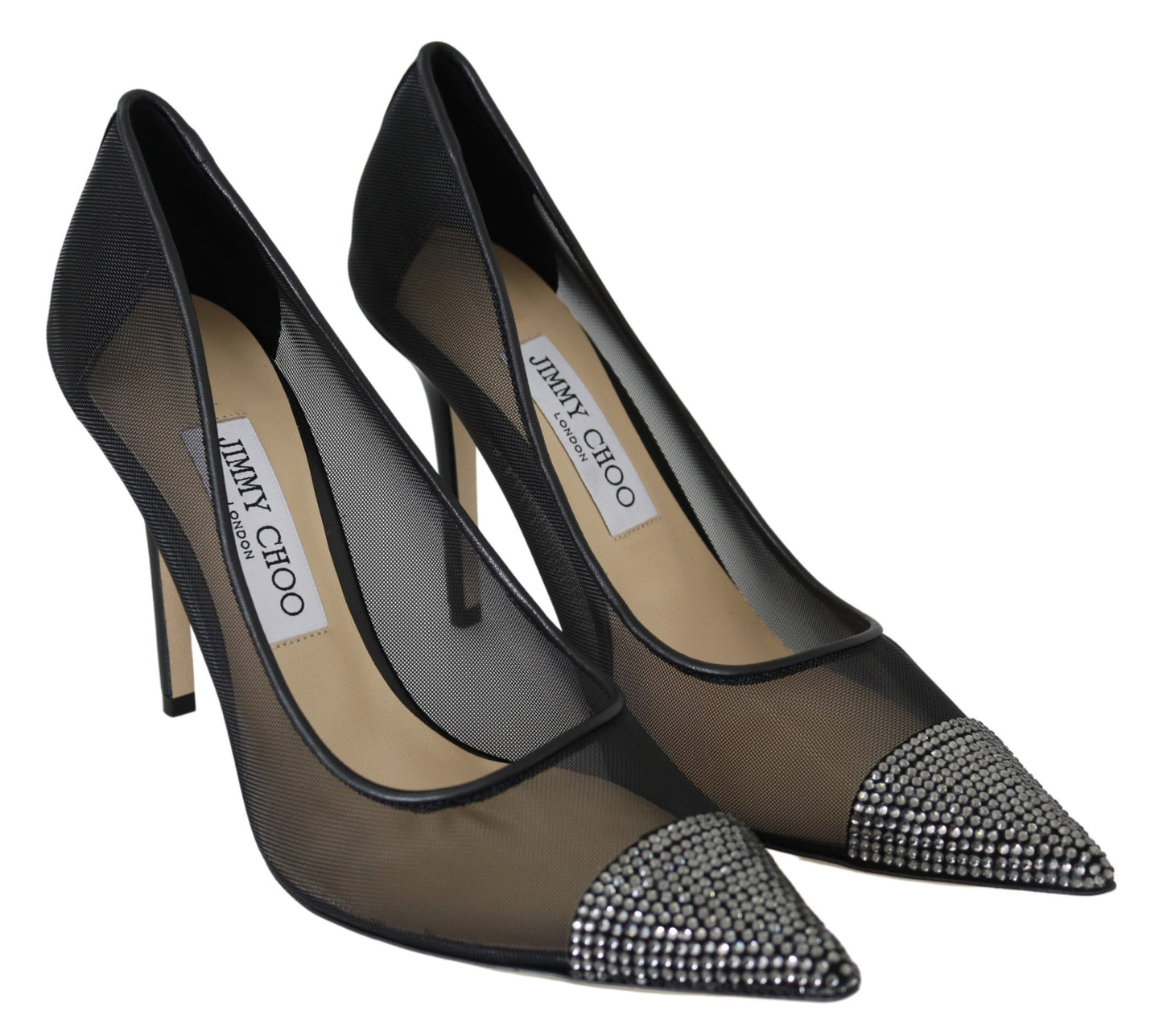 Jimmy Choo Black Mesh Amika 85 Diamond Pumps Schuhe