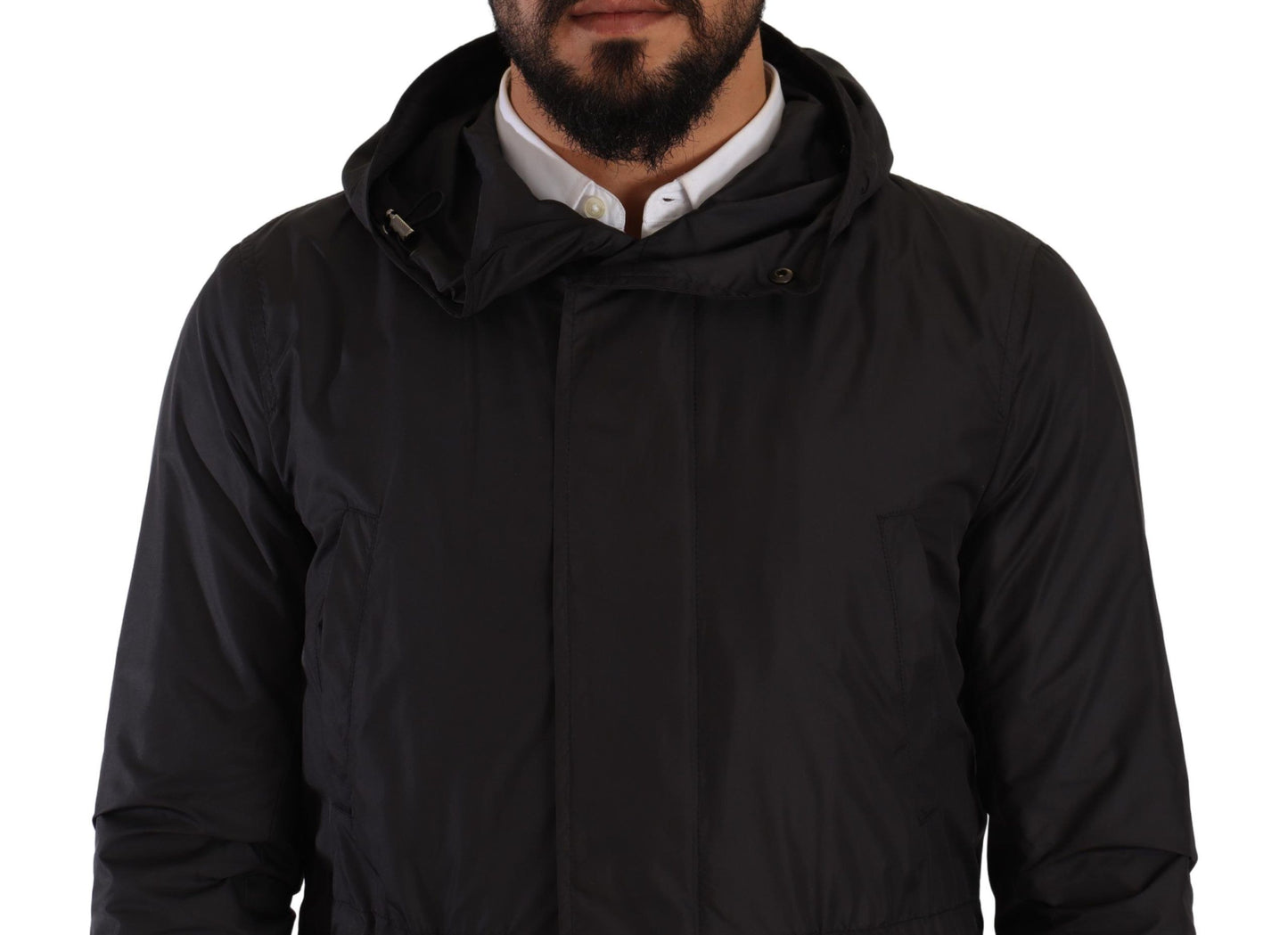 Dolce &amp; Gabbana Schwarze Parka-Manteljacke aus Polyester mit Kapuze