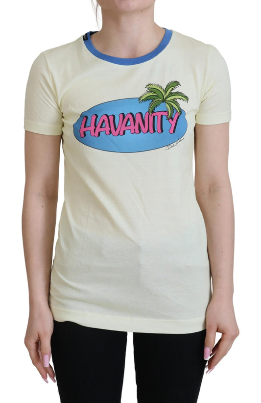 Gelbes Havanity Rundhals-T-Shirt aus Baumwolle von Dolce &amp; Gabbana