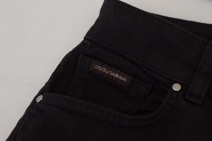 Dolce &amp; Gabbana – Schwarze, schmal geschnittene Denim-Jeans aus Baumwolle mit mittlerer Taille