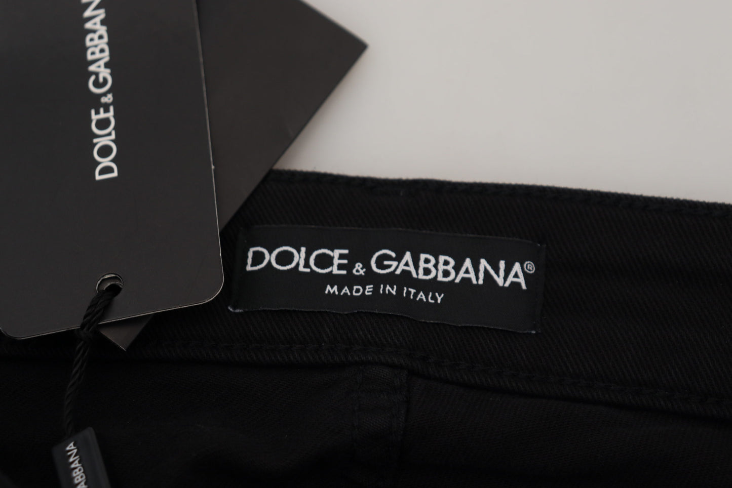 Dolce &amp; Gabbana – Schwarze, schmal geschnittene Denim-Jeans aus Baumwolle mit mittlerer Taille