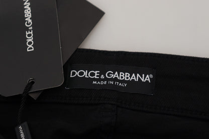 Dolce &amp; Gabbana – Schwarze, schmal geschnittene Denim-Jeans aus Baumwolle mit mittlerer Taille