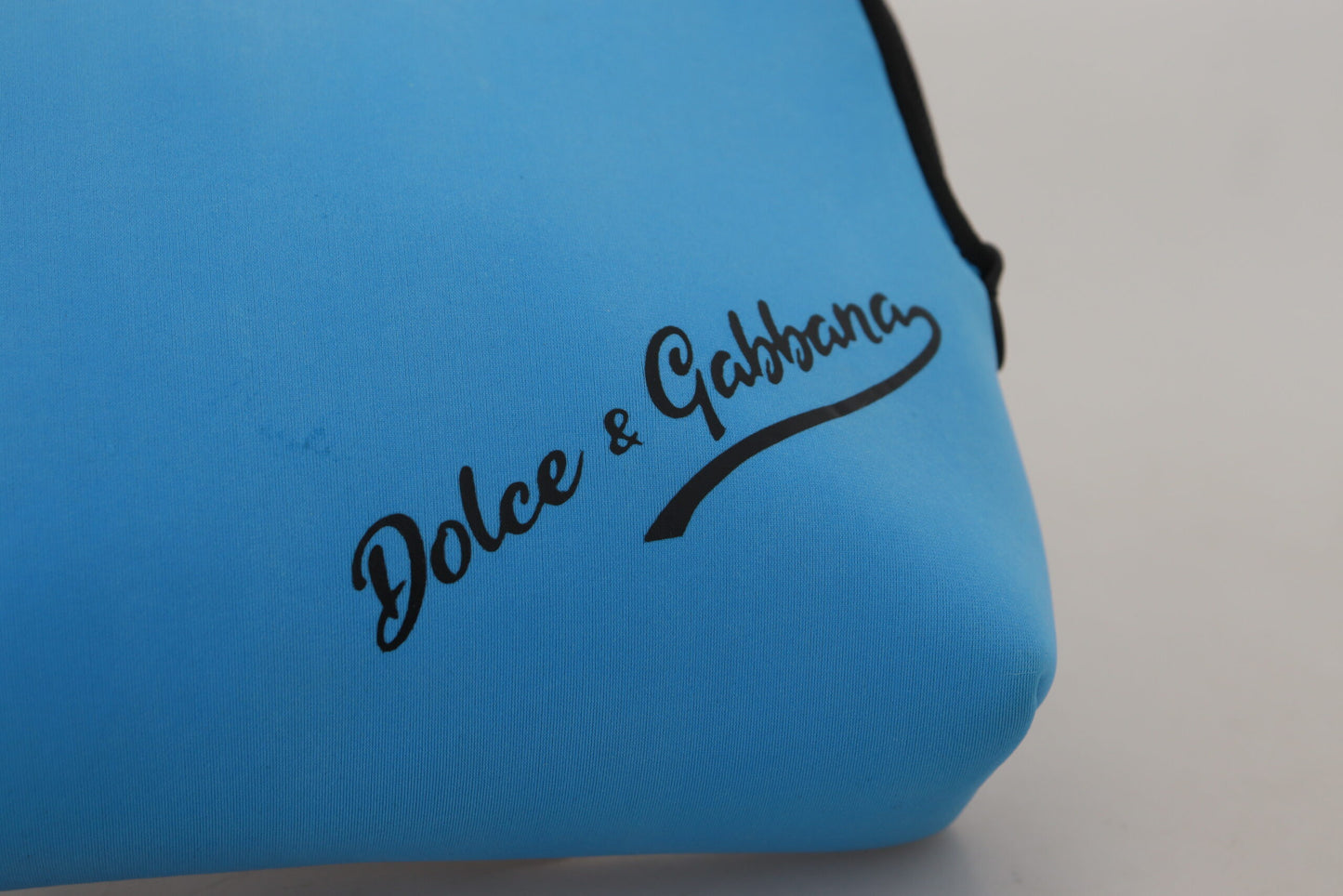 Dolce &amp; Gabbana Blue Logo Print Handtasche Kulturbeutel mit Leopardenmuster