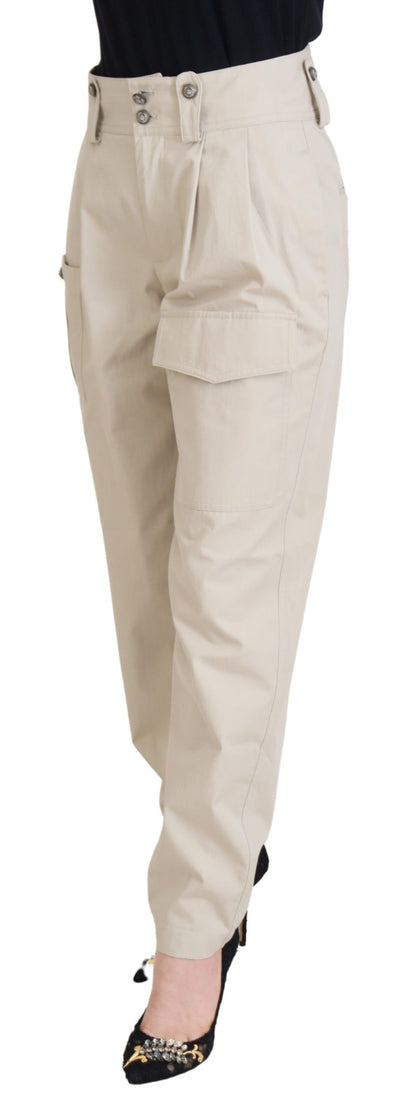 Dolce &amp; Gabbana Beige Damenhose mit hoher Taille