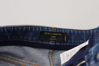 Dolce &amp; Gabbana – Blaue Skinny-Denim-Jeans aus Baumwolle mit hoher Taille