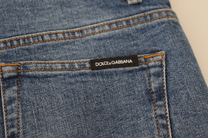 Dolce &amp; Gabbana – Blaue Skinny-Denim-Jeans aus Baumwolle mit hoher Taille