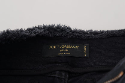 Dolce &amp; Gabbana – Schwarze Skinny-Denim-Jeans aus Baumwolle mit hoher Taille