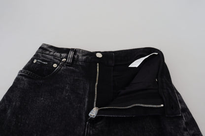 Dolce &amp; Gabbana – Schwarze Denim-Jeans aus gewaschener Baumwolle mit hoher Taille