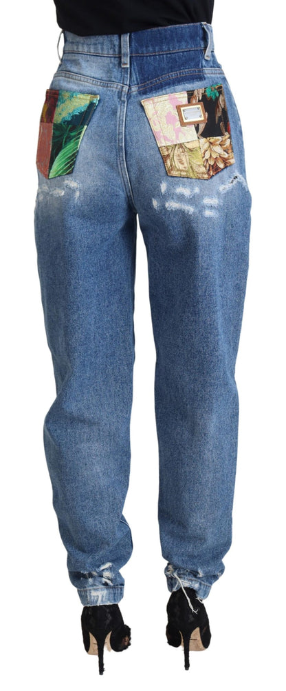 Dolce &amp; Gabbana Blue Washed Cotton Fattered Denim Jeans