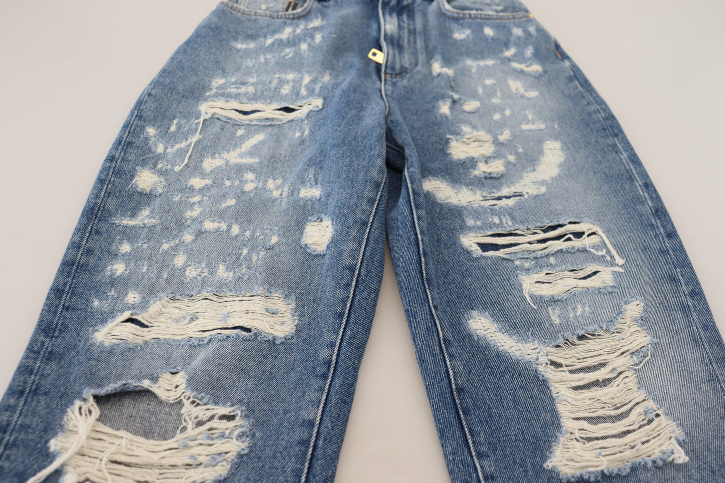 Dolce &amp; Gabbana Blue Washed Cotton Fattered Denim Jeans