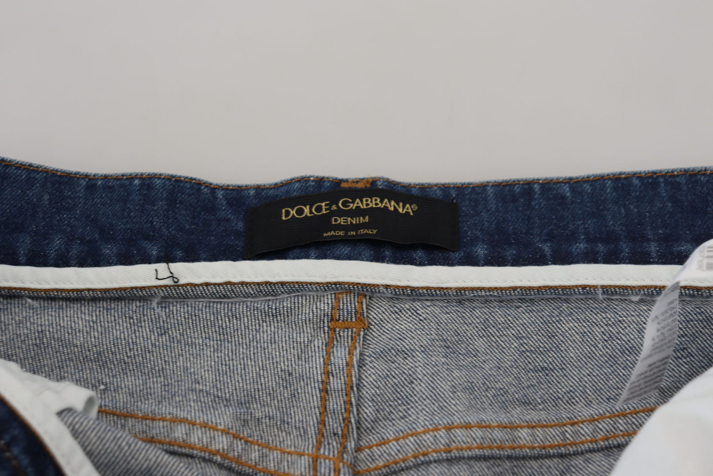 Dolce &amp; Gabbana Blaue Skinny-Denim-Jeans aus Baumwolle mit hoher Taille