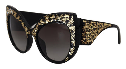 Dolce &amp; Gabbana Polarisierte DG4326 Sonnenbrille mit Pailletten und Schmetterlingen in Schwarzgold