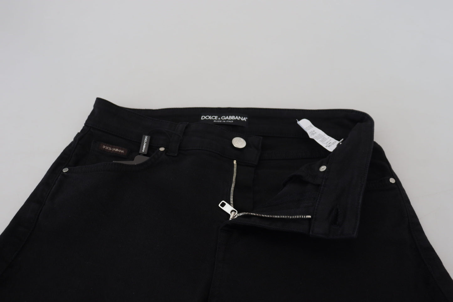 Dolce &amp; Gabbana – Schwarze, schmal geschnittene Denim-Jeans aus Baumwolle mit mittlerer Taille