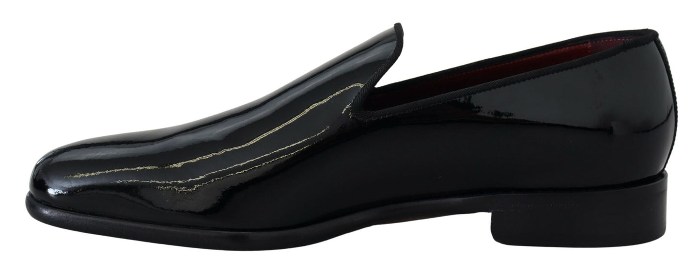 Dolce &amp; Gabbana Schwarze Slipper-Slipper-Schuhe aus Lackleder