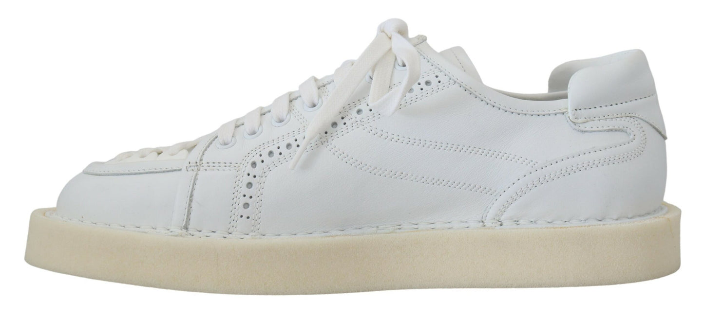 Dolce &amp; Gabbana Weiße Low-Top-Oxford-Sneakers aus Leder, Freizeitschuhe