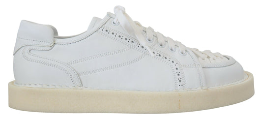 Dolce &amp; Gabbana Weiße Low-Top-Oxford-Sneakers aus Leder, Freizeitschuhe