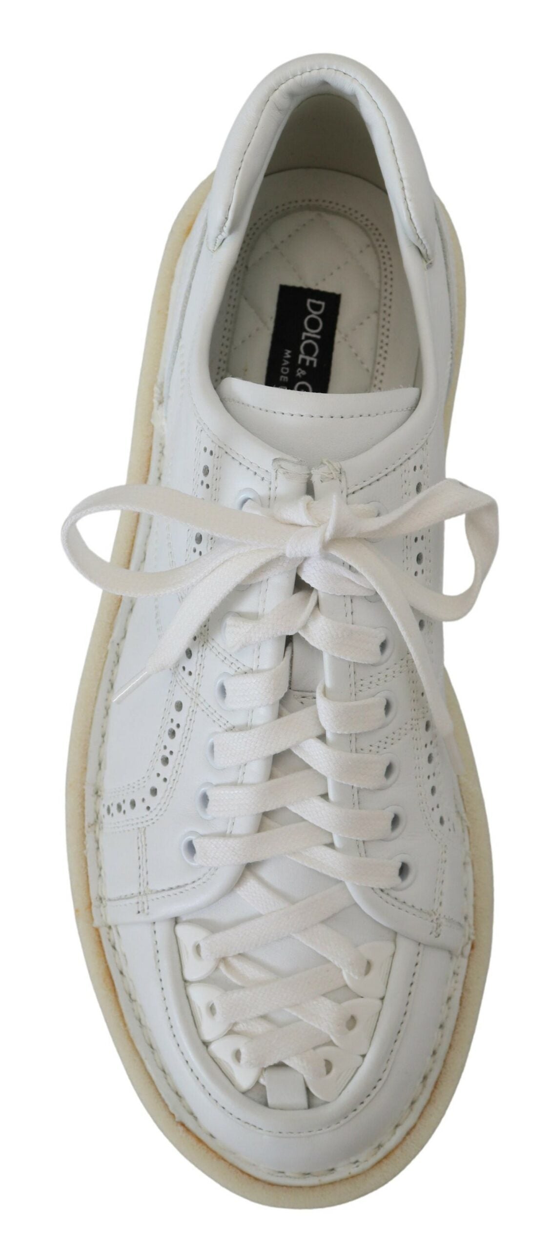 Dolce &amp; Gabbana Weiße Low-Top-Oxford-Sneakers aus Leder, Freizeitschuhe