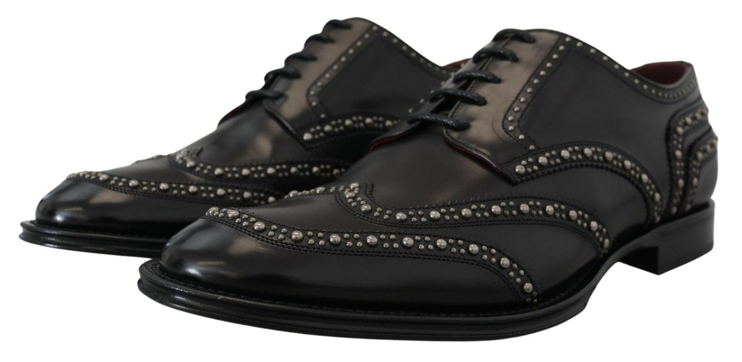 Dolce &amp; Gabbana Derby-Schuhe aus schwarzem Leder mit Nieten