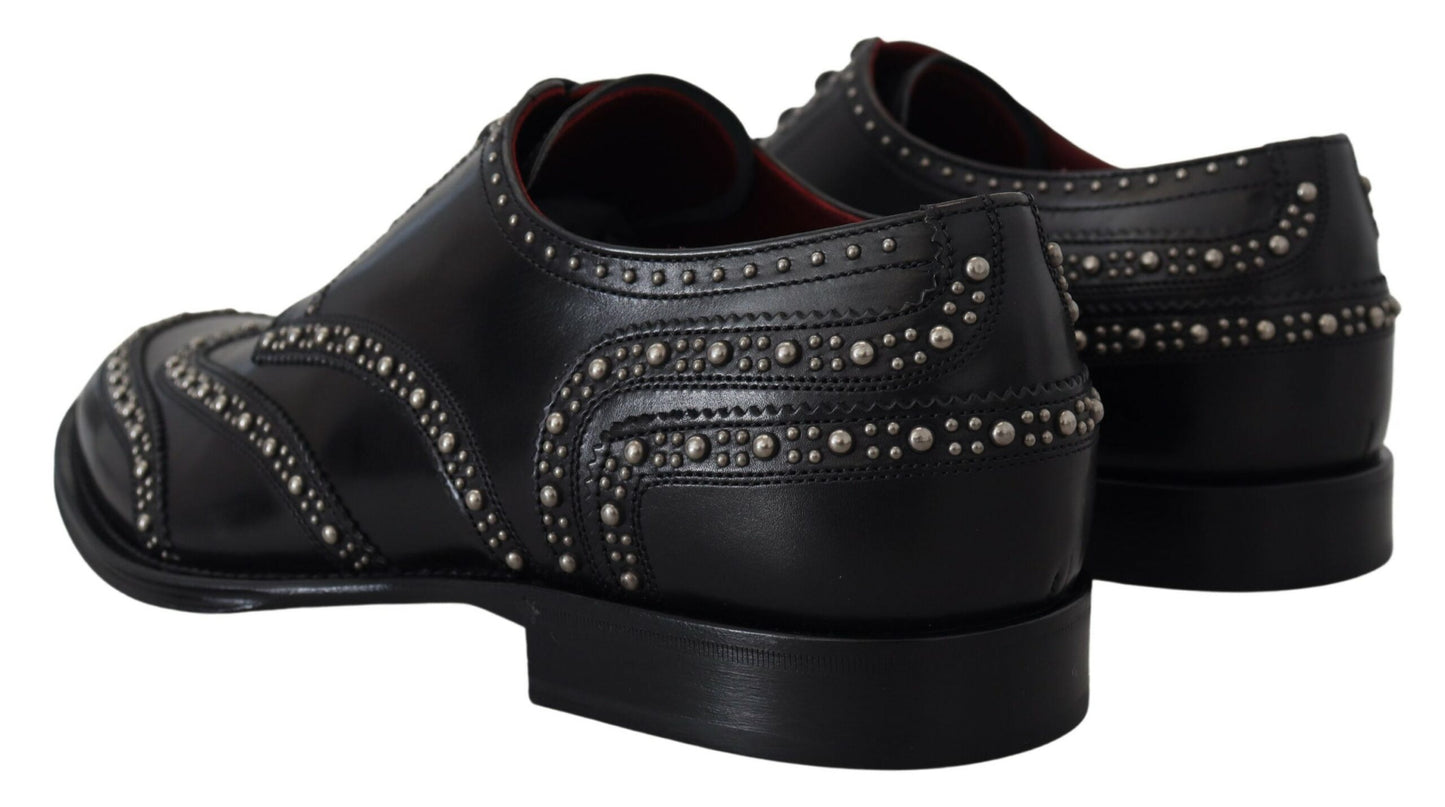 Dolce & Gabbana Elegant Studded Black Derby Shoes