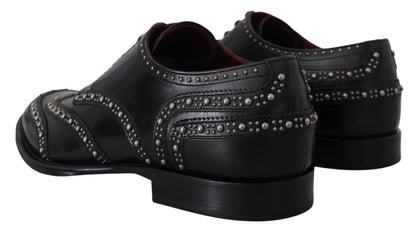 Dolce &amp; Gabbana Derby-Schuhe aus schwarzem Leder mit Nieten