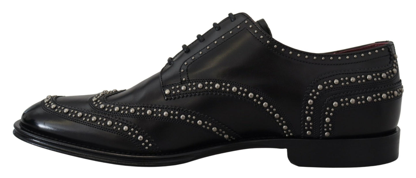 Dolce &amp; Gabbana Derby-Schuhe aus schwarzem Leder mit Nieten