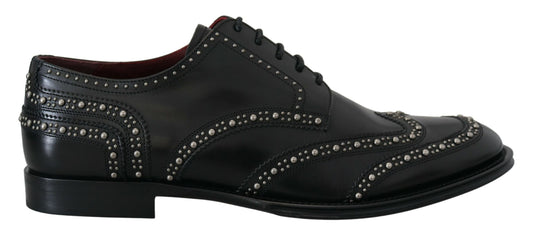 Dolce &amp; Gabbana Derby-Schuhe aus schwarzem Leder mit Nieten