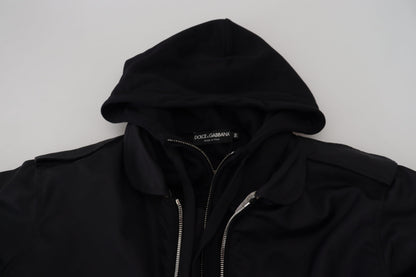 Dolce & Gabbana Sleek Black Hooded Bomber Jacket