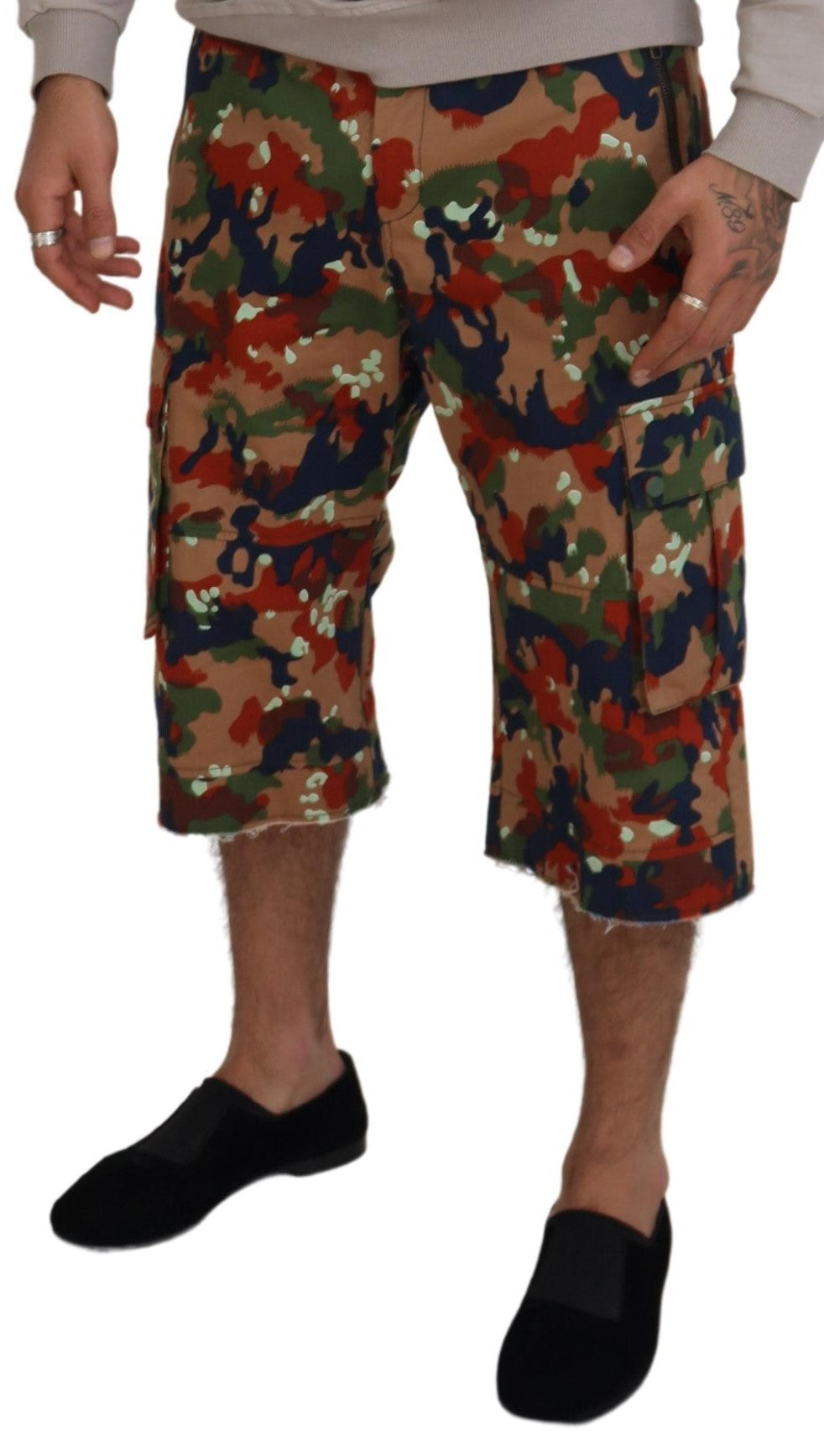 Mehrfarbige, getarnte Cargo-Shorts aus Baumwolle von Dolce &amp; Gabbana