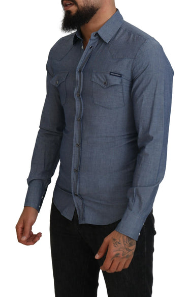 Dolce & Gabbana Elegant Casual Blue Cotton Shirt