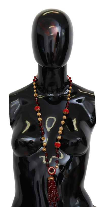 Dolce & Gabbana Elegant Red Crystal Gold-Plated Necklace