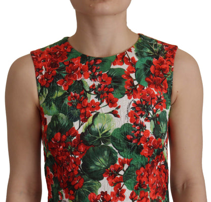 Mehrfarbiges knielanges Kleid aus Geranium-Baumwolle von Dolce &amp; Gabbana