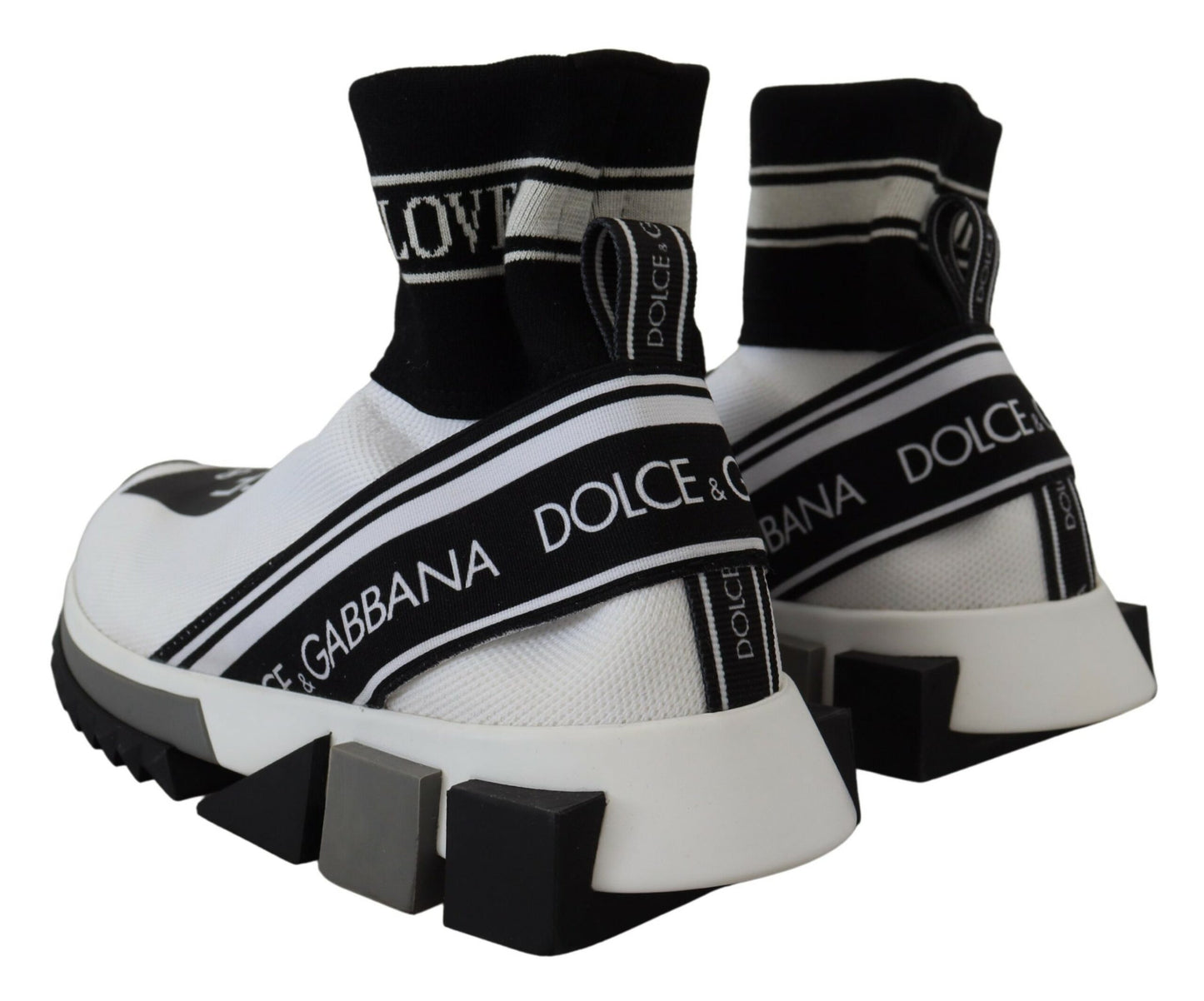 Dolce &amp; Gabbana Weiß Schwarz Sorrento Socken Sneakers Schuhe