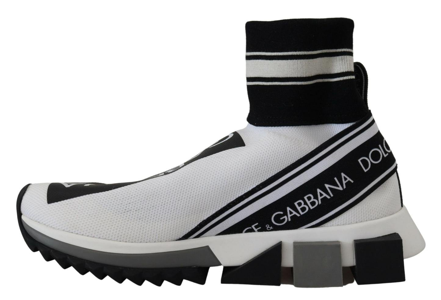 Dolce &amp; Gabbana Weiß Schwarz Sorrento Socken Sneakers Schuhe