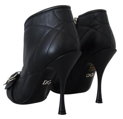 Schwarze Devotion-Stiefeletten mit gesteppter Schnalle von Dolce &amp; Gabbana