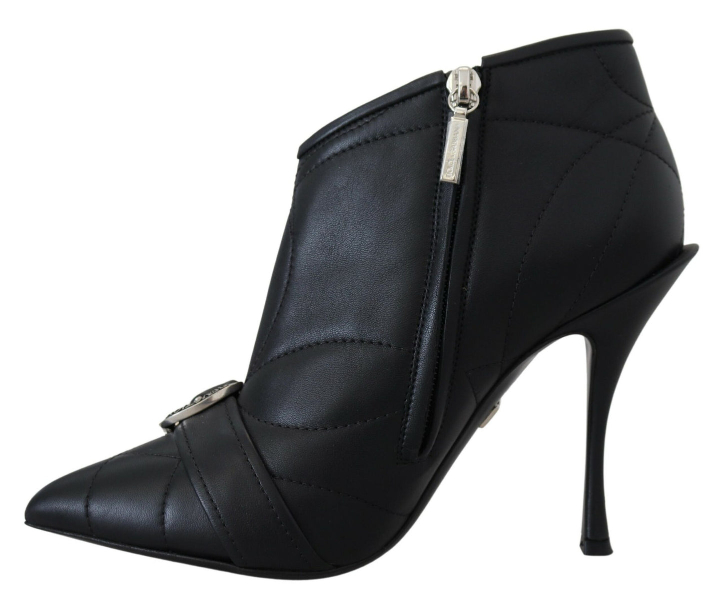 Schwarze Devotion-Stiefeletten mit gesteppter Schnalle von Dolce &amp; Gabbana