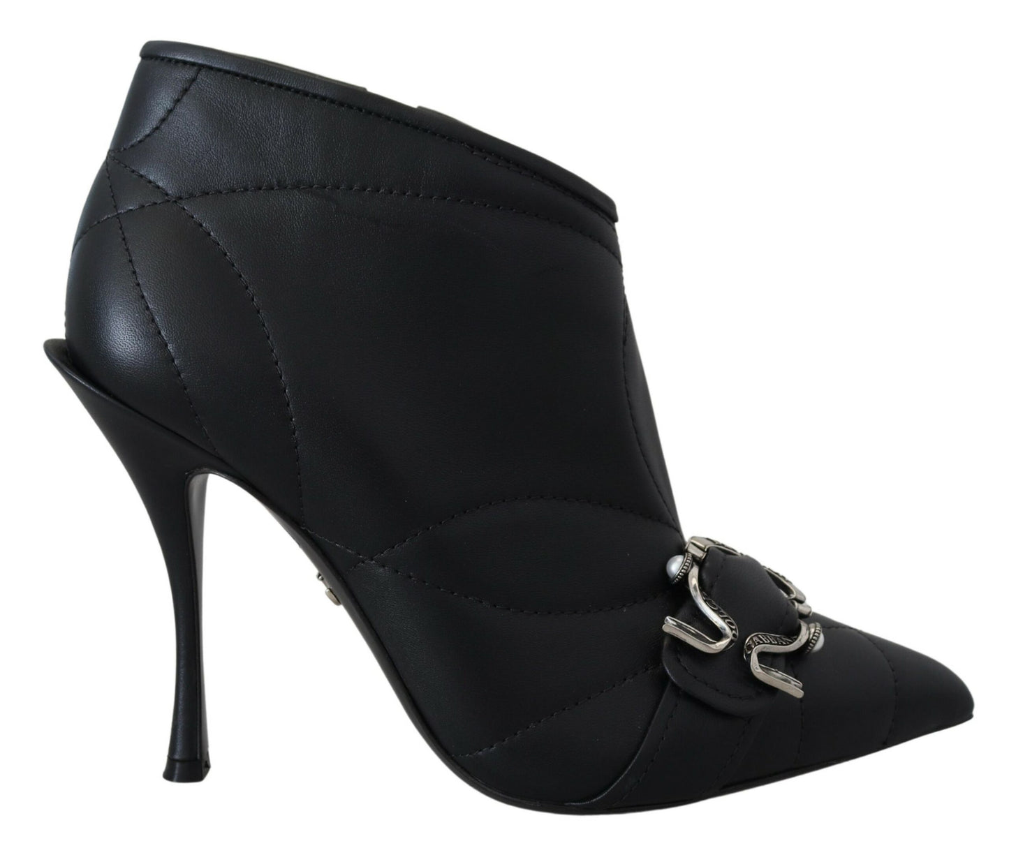 Schwarze Devotion-Stiefeletten mit gesteppter Schnalle von Dolce &amp; Gabbana