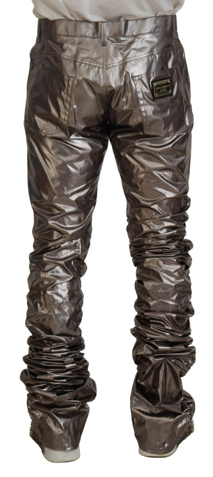 Dolce &amp; Gabbana – Stretch-Hose aus Nylon in Silbermetallic