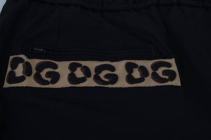 Schwarze kurze Hose aus Baumwolle mit elastischem Bund und DG-Logo von Dolce &amp; Gabbana