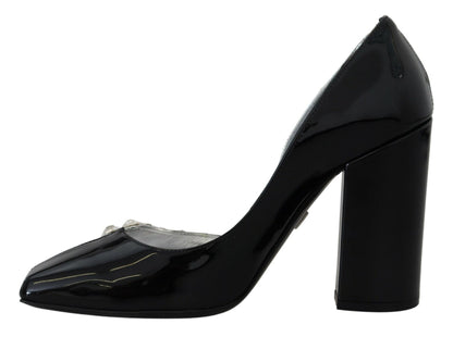 Dolce &amp; Gabbana High Heels-Schuhe in Schwarz und Silber mit Kristall-Doppeldesign