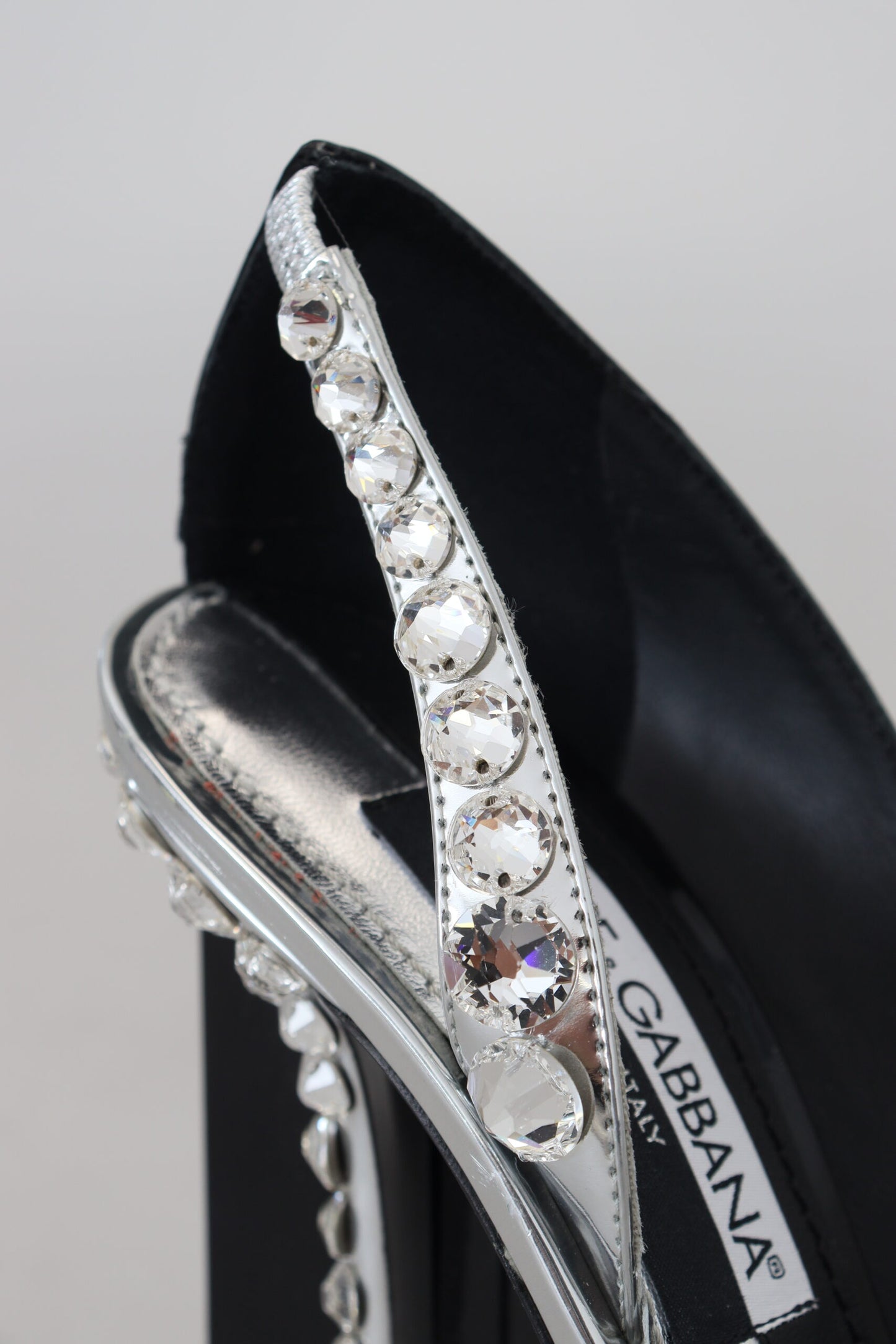 Dolce &amp; Gabbana High Heels-Schuhe in Schwarz und Silber mit Kristall-Doppeldesign