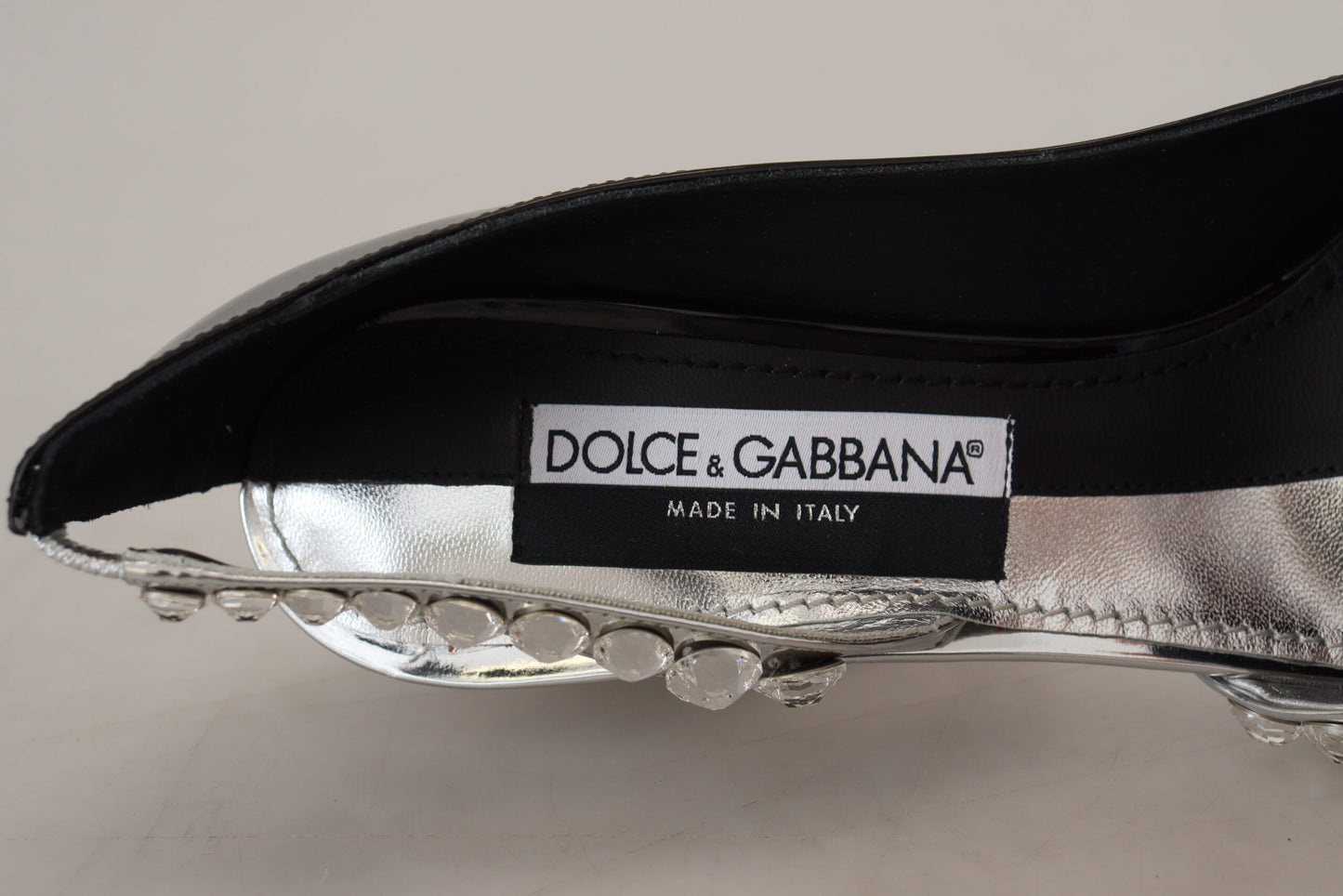 Dolce &amp; Gabbana High Heels-Schuhe in Schwarz und Silber mit Kristall-Doppeldesign