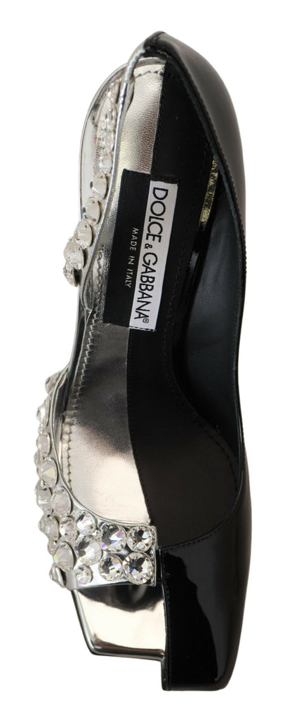 Dolce &amp; Gabbana High Heels-Schuhe in Schwarz und Silber mit Kristall-Doppeldesign