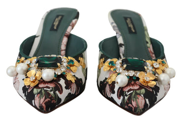 Mehrfarbige, mit Kristallen verzierte Slip-On-Sandalen von Dolce &amp; Gabbana