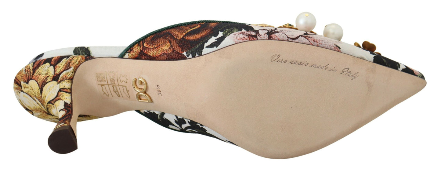 Mehrfarbige, mit Kristallen verzierte Slip-On-Sandalen von Dolce &amp; Gabbana