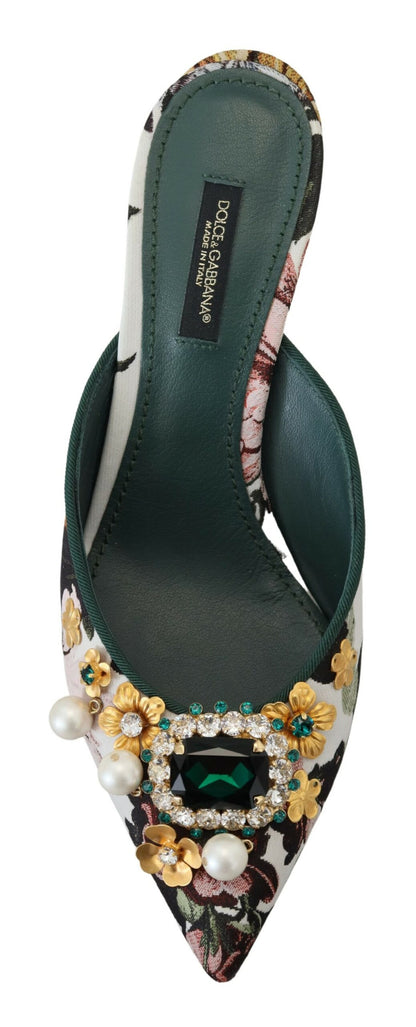 Mehrfarbige, mit Kristallen verzierte Slip-On-Sandalen von Dolce &amp; Gabbana