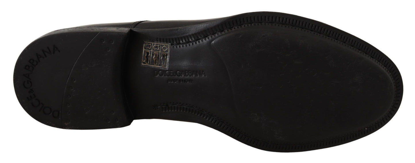 Dolce &amp; Gabbana Herren-Derby-Schuhe aus schwarzem Leder zum Schnüren