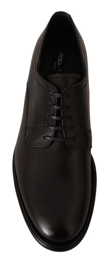 Dolce &amp; Gabbana Herren-Derby-Schuhe aus schwarzem Leder zum Schnüren