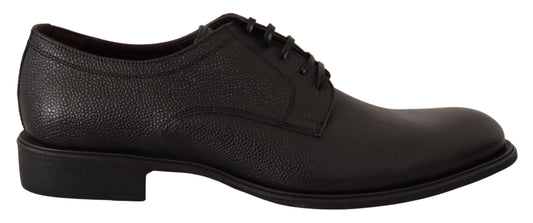 Dolce &amp; Gabbana Herren-Derby-Schuhe aus schwarzem Leder zum Schnüren