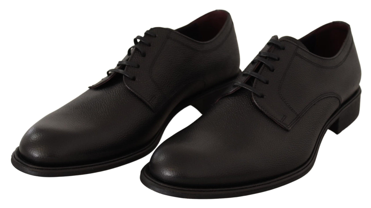 Dolce &amp; Gabbana Herren-Derby-Schuhe aus schwarzem Leder zum Schnüren