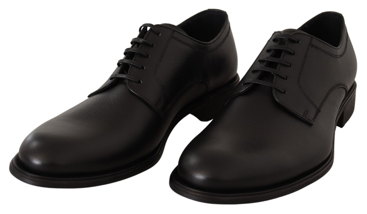 Dolce &amp; Gabbana Herren-Derby-Schuhe aus schwarzem Leder zum Schnüren